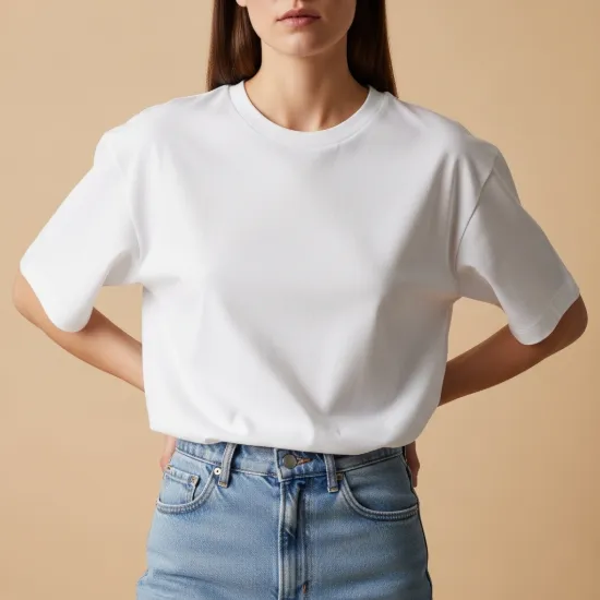 Pure Cotton Oversize Bisiklet Yaka Tişört